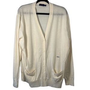 Polo Ralph Lauren‎ Wool Silk Cashmere Cream Grandpa Cardigan Sweater Preppy XL